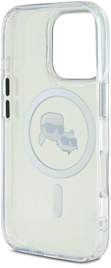 Karl Lagerfeld KLHMP16LHLSKCH Apple iPhone 16 Pro 6.3″ baltos spalvos kietas dėklas IML Metal Karl&Choupette Head M