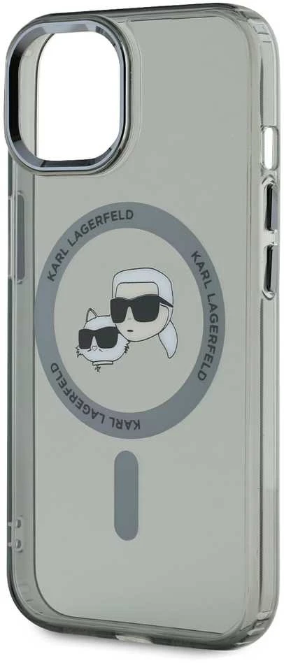 Karl Lagerfeld KLHMP15SHLSKCK Apple iPhone 15 6.1″ juodos spalvos kietas dėklas IML Metal Karl&Choupette Head Ma