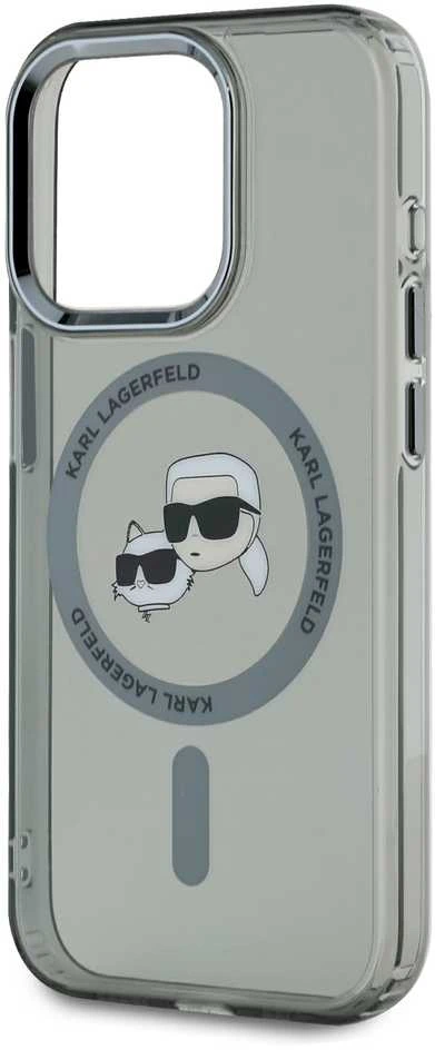 Karl Lagerfeld KLHMP15LHLSKCK Apple iPhone 15 Pro 6.1″juodos spalvos kietas dėklas IML Metal Karl&Choupette Hea