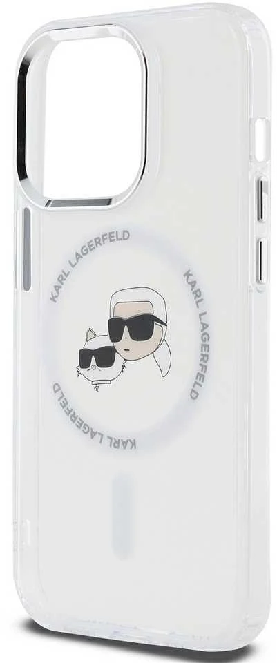 Karl Lagerfeld KLHMP14XHLSKCH Apple iPhone 14 Pro Max 6.7″ baltos spalvos kietas dėklas IML Metal Karl&Choupette He