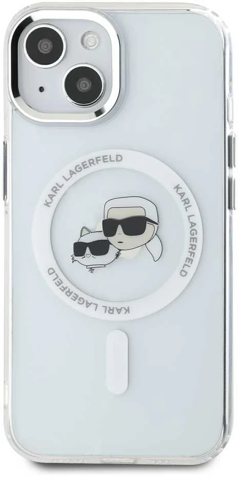 Karl Lagerfeld KLHMP14SHLSKCH Apple iPhone 14 6.1" dėklas telefonui baltos spalvos IML Metal Karl&Choupette Head MagSafe