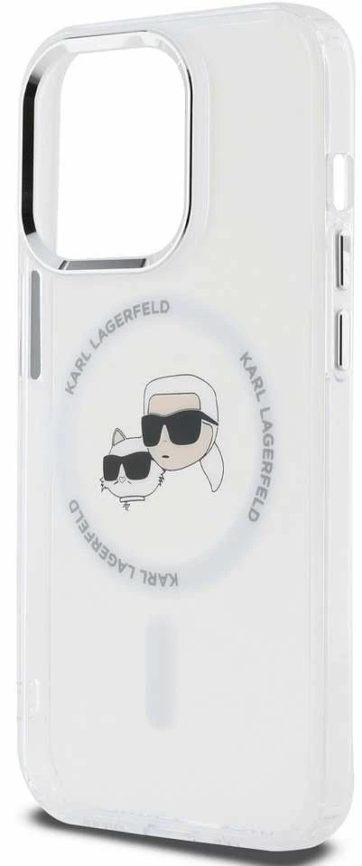 Karl Lagerfeld IML K&CH Heads Metal Frame MagSafe dėklas telefonui Apple iPhone 15 Pro skaidrus
