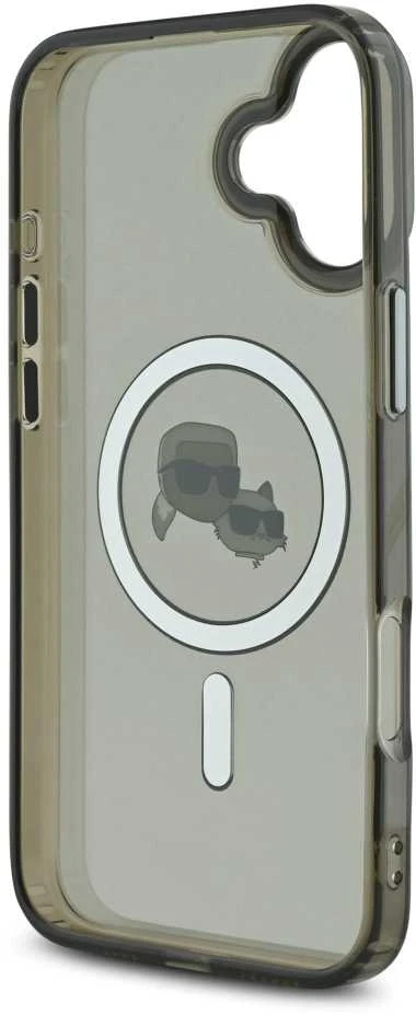 Karl Lagerfeld KLHMP16SHLSKCK Apple iPhone 16 6.1″ juodos spalvos kietas dėklas IML Metal Karl&Choupette Head MagS