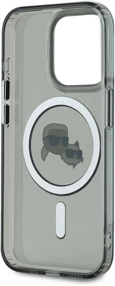 Karl Lagerfeld KLHMP15LHLSKCK Apple iPhone 15 Pro 6.1″juodos spalvos kietas dėklas IML Metal Karl&Choupette Hea