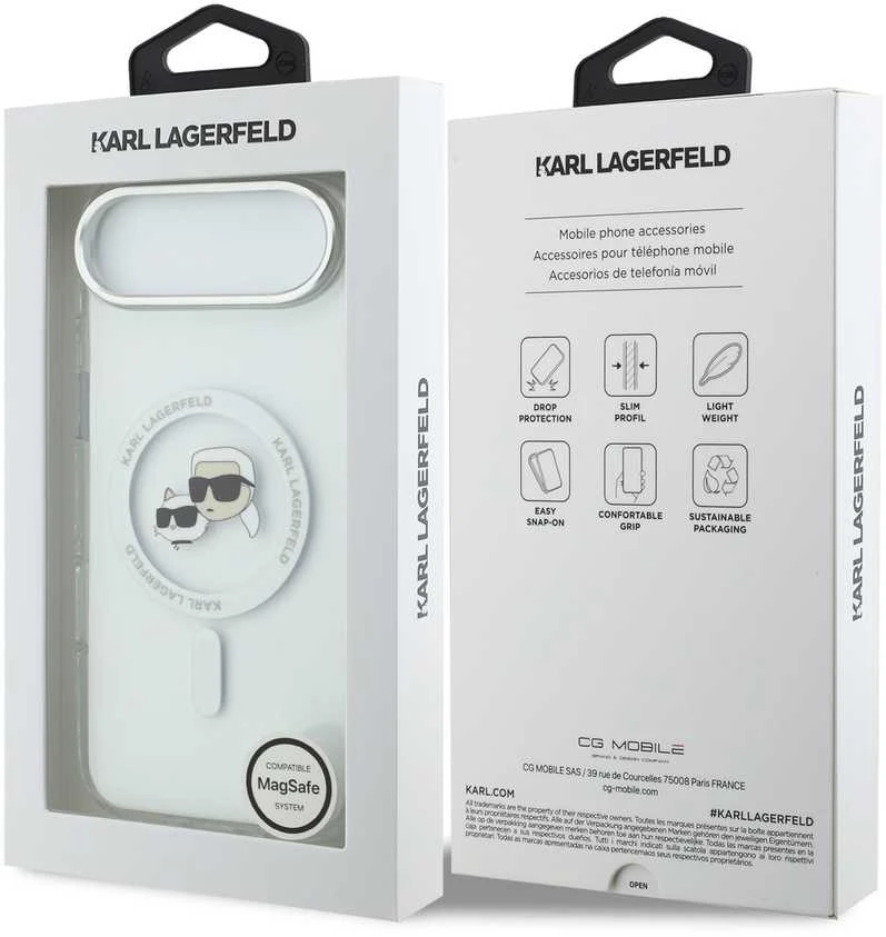Karl Lagerfeld IML K&CH Heads Metal Frame MagSafe dėklas skirtas Apple iPhone Air skaidrus