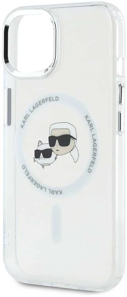 Karl Lagerfeld KLHMP14SHLSKCH Apple iPhone 14 6.1" dėklas telefonui baltos spalvos IML Metal Karl&Choupette Head MagSafe