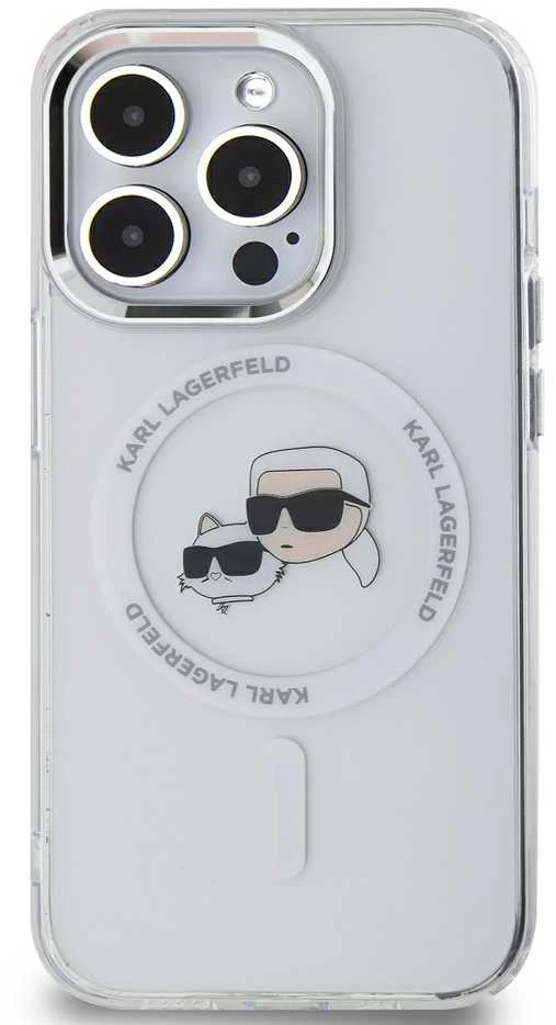 Karl Lagerfeld KLHMP14XHLSKCH Apple iPhone 14 Pro Max 6.7″ baltos spalvos kietas dėklas IML Metal Karl&Choupette He