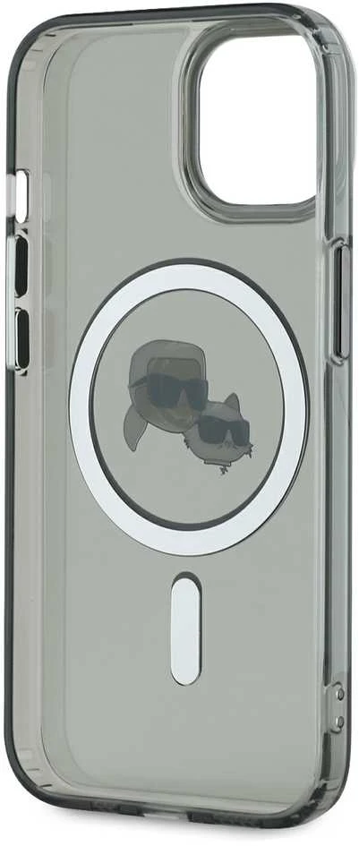 Karl Lagerfeld KLHMP15SHLSKCK Apple iPhone 15 6.1″ juodos spalvos kietas dėklas IML Metal Karl&Choupette Head Ma