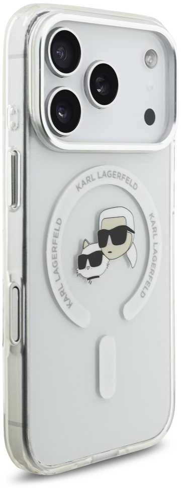 Karl Lagerfeld IML K&CH Heads Metal Frame MagSafe dėklas skirtas iPhone 17 Pro skaidrus