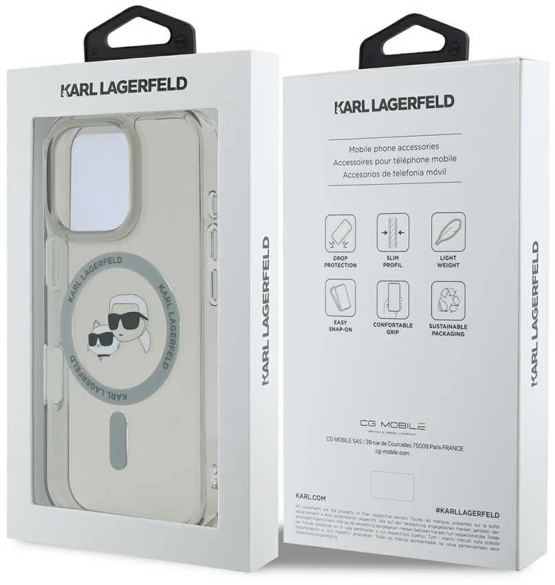 Karl Lagerfeld KLHMP16LHLSKCK Apple iPhone 16 Pro 6.3″ juodos spalvos kietas dėklas IML Metal Karl&Choupette Head