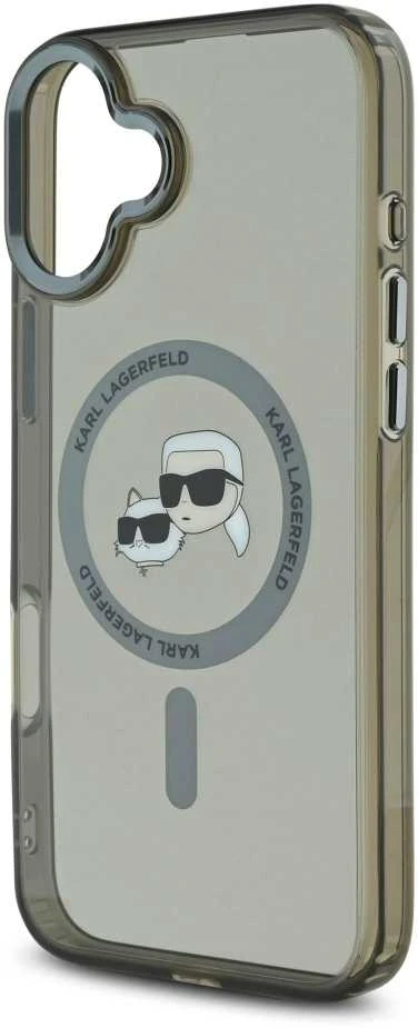 Karl Lagerfeld KLHMP16SHLSKCK Apple iPhone 16 6.1″ juodos spalvos kietas dėklas IML Metal Karl&Choupette Head MagS