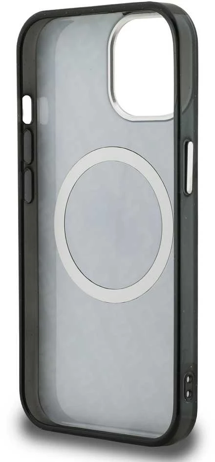 Karl Lagerfeld IML K&CH Heads Repeated Logo MagSafe dėklas Apple iPhone 15 juodos spalvos