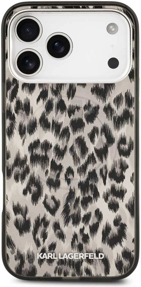 Karl Lagerfeld IML Leopard Pattern MagSafe dėklas skirtas Apple iPhone 17 Pro Max rudos spalvos