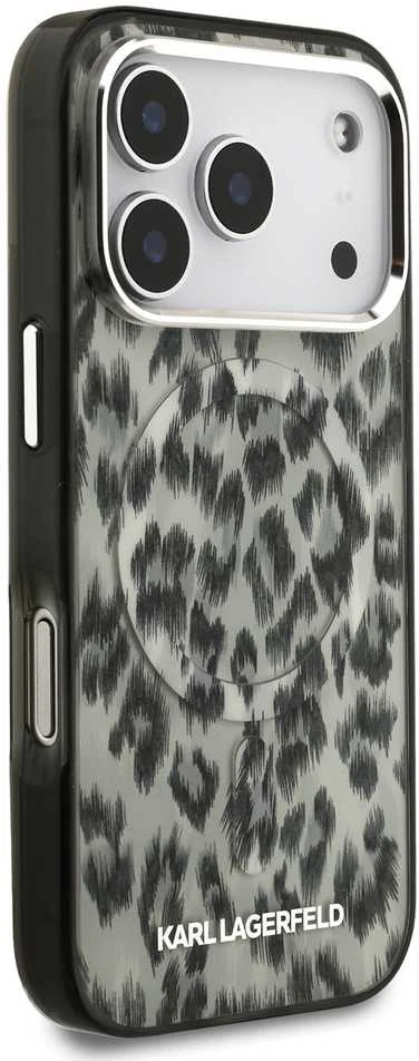 Karl Lagerfeld IML Leopard Pattern MagSafe Dėklas skirtas Apple iPhone 17 Pro rudos spalvos