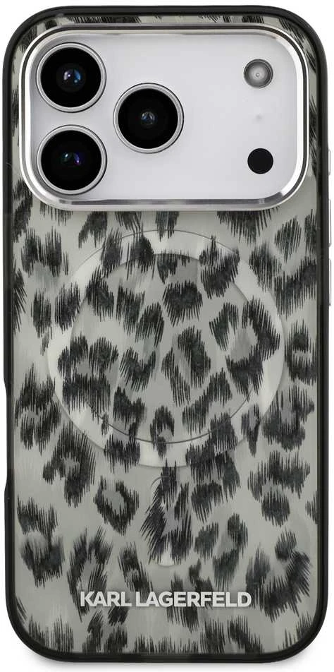 Karl Lagerfeld IML Leopard Pattern MagSafe Dėklas skirtas Apple iPhone 17 Pro rudos spalvos