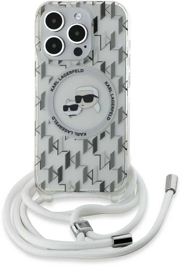 Karl Lagerfeld KLHMP15XHCKCKLCT Apple iPhone15 Pro Max 6.7″ skaidrus kietas dėklas IML Crossbody Monogram Ka