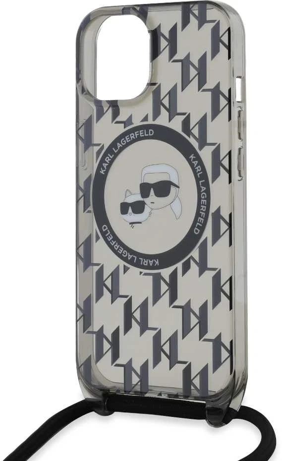 Karl Lagerfeld KLHMP15SHCKCKLCK Apple iPhone 15 / 14 / 13 6.1″ juodos spalvos kietas dėklas IML Crossbody Monogram