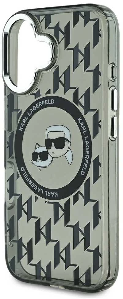 Dėklas Karl Lagerfeld KLHMP16SHMCKMHK Apple iPhone 16 6.1″ juodos spalvos IML Monogram Karl&Choupette Head MagSafe