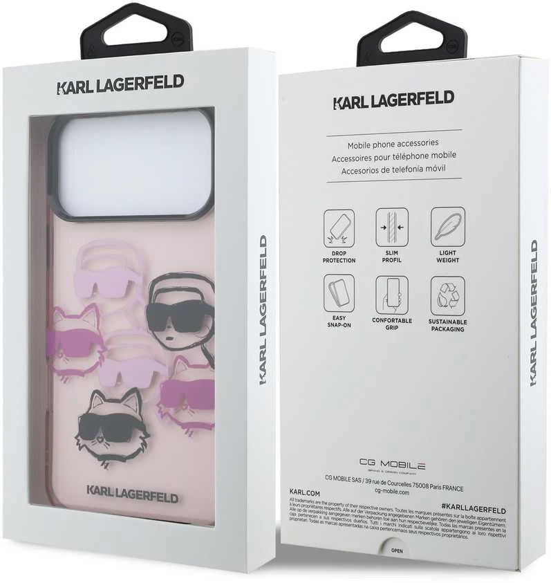 Karl Lagerfeld IML Multi K&CH Heads dėklas skirtas Apple iPhone 17 Pro Max Rožinė