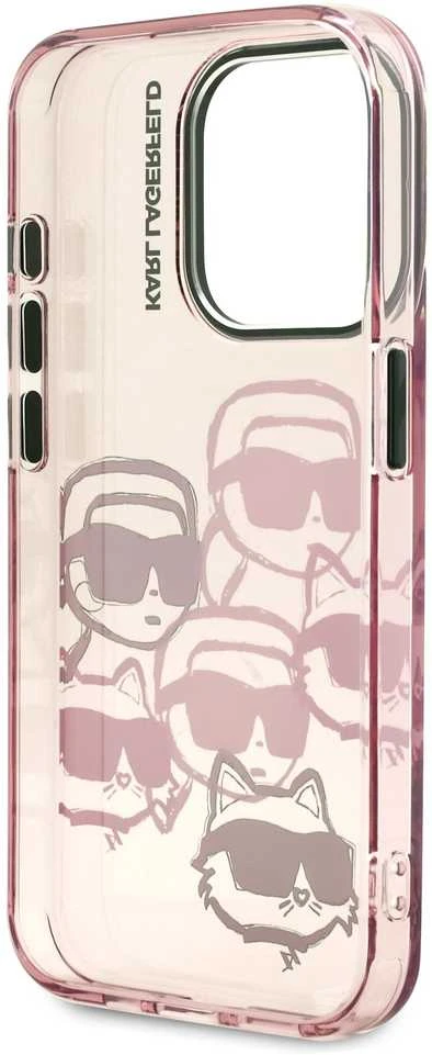 Karl Lagerfeld IML Multi K&CH Heads dėklas Apple iPhone 15 Pro Max rožinės spalvos