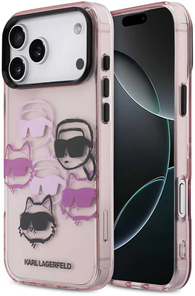 Karl Lagerfeld IML Multi K&CH Heads dėklas skirtas Apple iPhone 17 Pro Max Rožinė