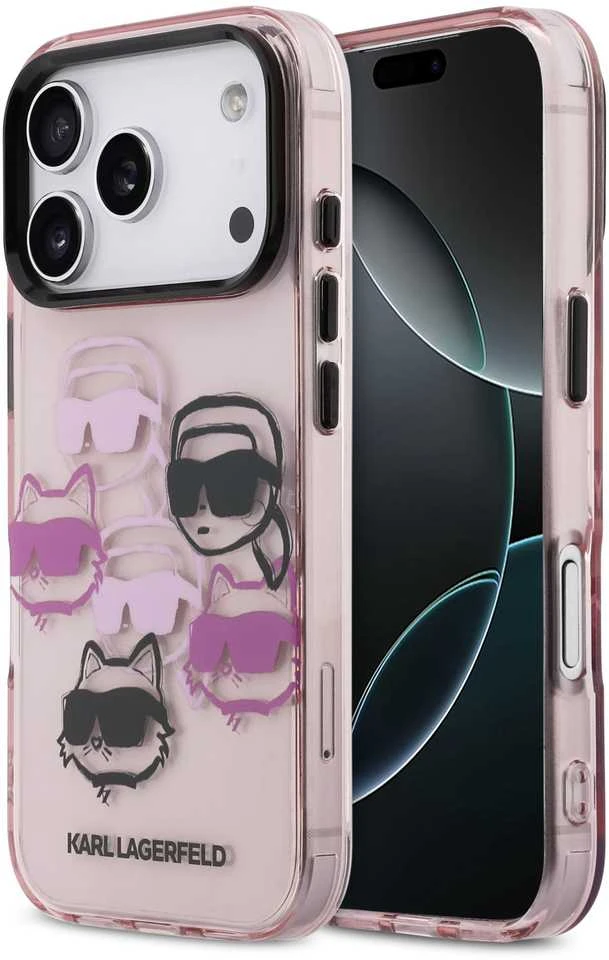 Karl Lagerfeld IML Multi K&CH Heads dėklas skirtas Apple iPhone 17 Pro Rožinė
