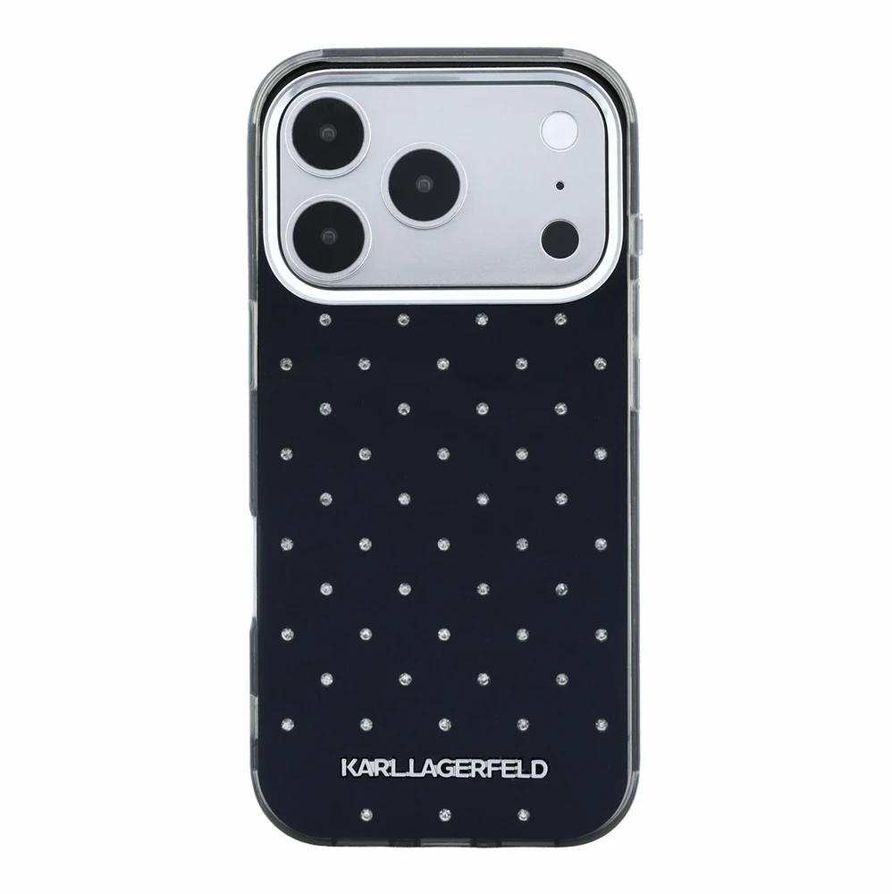 Dėklas Karl Lagerfeld IML Rhinestones Allover and Electroplated Logo skirtas iPhone 18Pro Max/17 Pro Max b