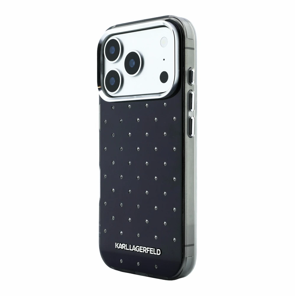 Dėklas Karl Lagerfeld IML Rhinestones Allover and Electroplated Logo skirtas iPhone 18Pro Max/17 Pro Max b