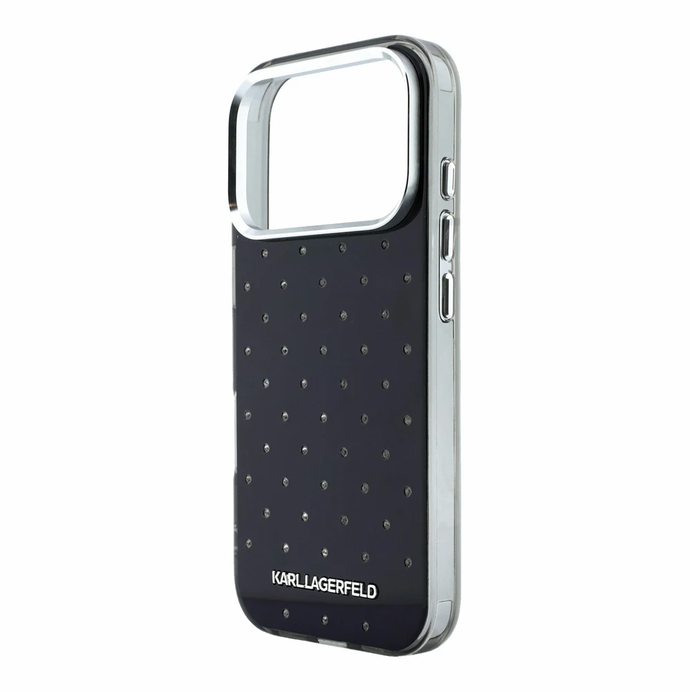 Dėklas Karl Lagerfeld IML Rhinestones Allover and Electroplated Logo skirtas iPhone 18Pro Max/17 Pro Max b