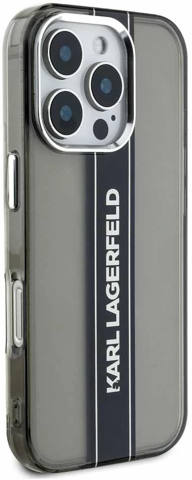Karl Lagerfeld IML Stripe Logo Apple iPhone 16 Pro dėklas telefonui juodos spalvos