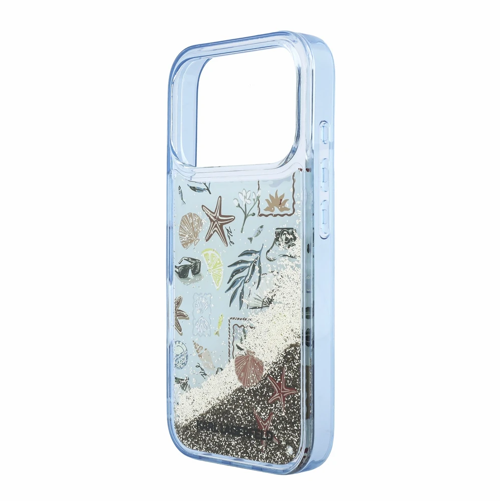 Karl Lagerfeld Liquid Glitter Beach dėklas skirtas iPhone 18 Pro Mėlyna