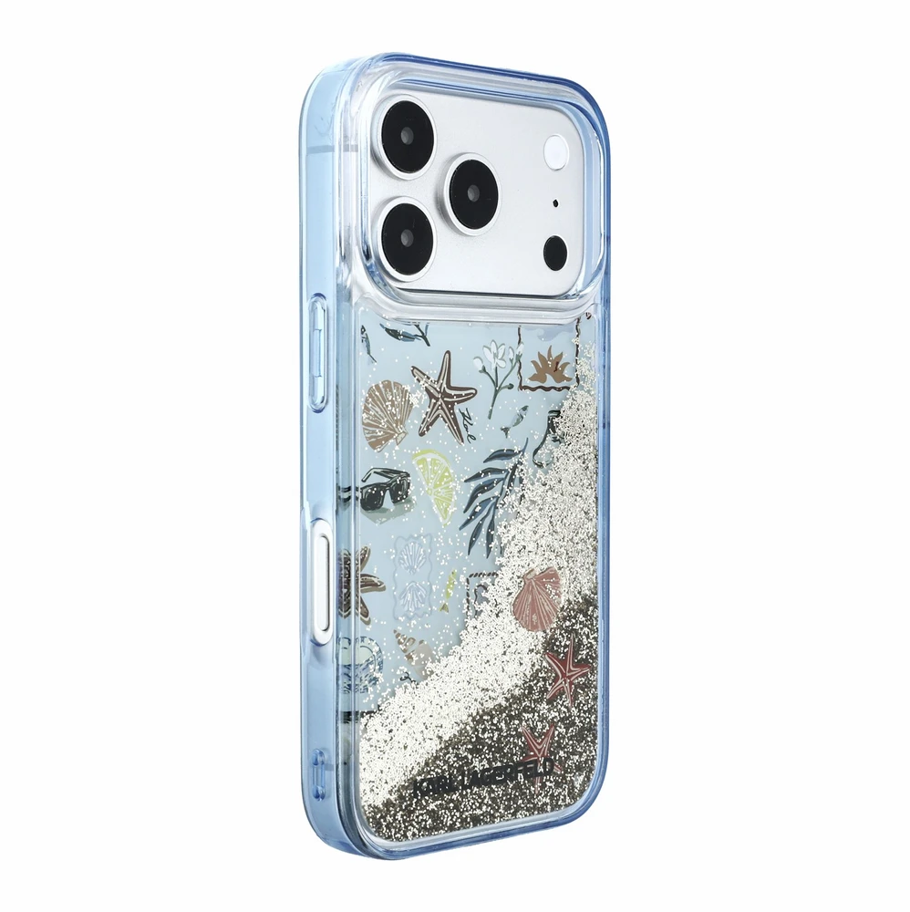 Karl Lagerfeld Liquid Glitter Beach dėklas skirtas iPhone 18 Pro Mėlyna