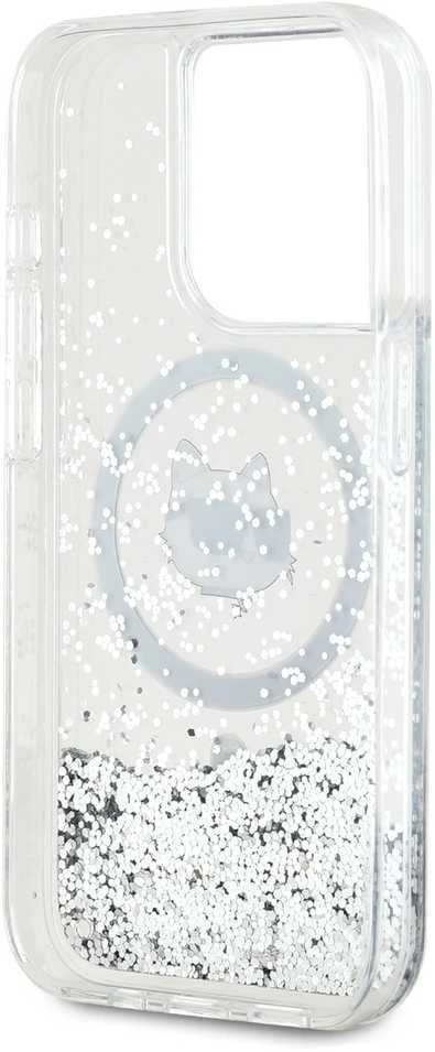 Karl Lagerfeld KLHMP15XLGCHSGH Apple iPhone15 Pro Max 6.7″ kietas dėklas skaidrus Liquid Glitter Choupette H