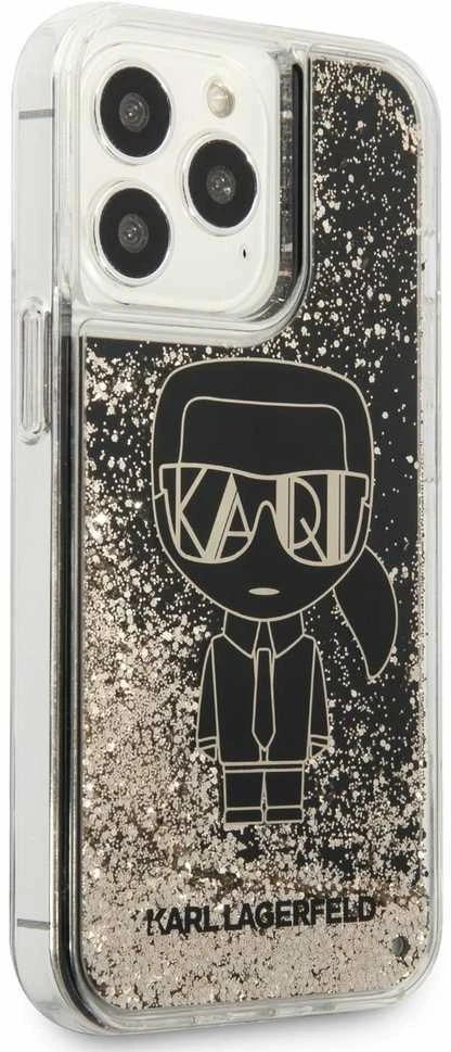 Karl Lagerfeld KLHCP13LLGGKBK Apple iPhone 13 Pro/ 13 6,1″juodos spalvos kietas dėklas Liquid Glitter Gatsby
