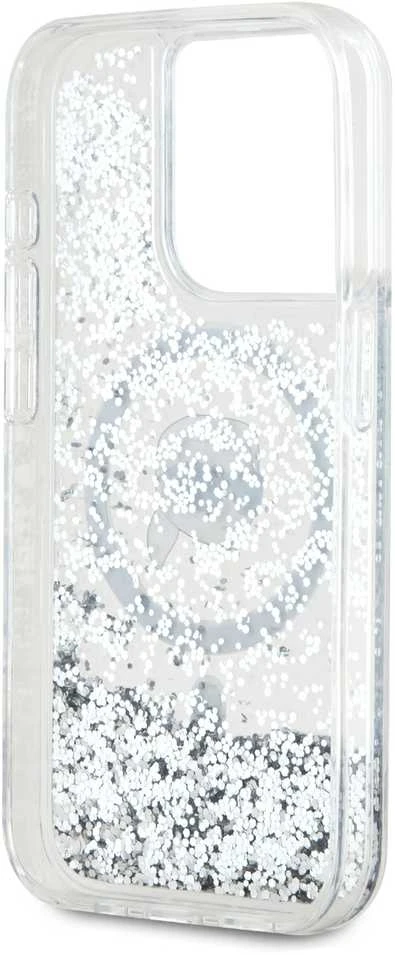 Karl Lagerfeld KLHMP15XLGKISGH Apple iPhone15 Pro Max 6.7″ kietas dėklas skaidrus Liquid Glitter Karl Head M
