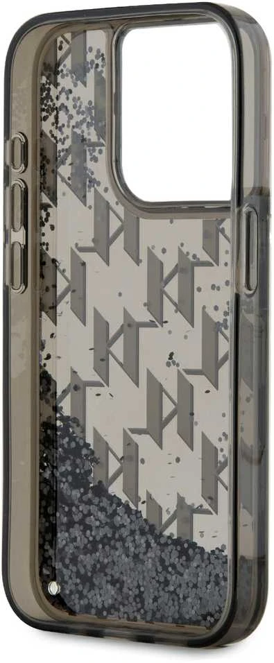 Karl Lagerfeld Liquid Glitter Monogram Gradient dėklas telefonui iPhone 15 Pro Max juodos spalvos