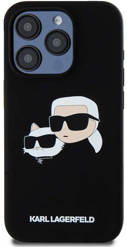Karl Lagerfeld KLHMP15LSKCHPPLK iPhone 15 Pro 6.1″ juodos spalvos kietas dėklas Silicone Karl & Choupette MagSafe