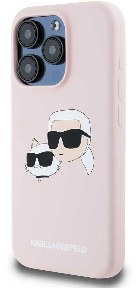 Apple iPhone 15 Pro Max Karl Lagerfeld dėklas Silicone Karl & Choupette Magsafe (KLHMP15XSKCHPPLP) rožinės spalvos
