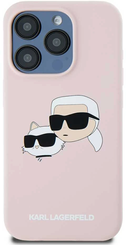 Apple iPhone 15 Pro Max Karl Lagerfeld dėklas Silicone Karl & Choupette Magsafe (KLHMP15XSKCHPPLP) rožinės spalvos