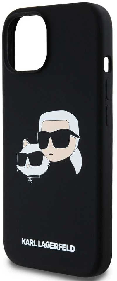 Karl Lagerfeld KLHMP15LSKCHPPLK iPhone 15 Pro 6.1″ juodos spalvos kietas dėklas Silicone Karl & Choupette MagSafe