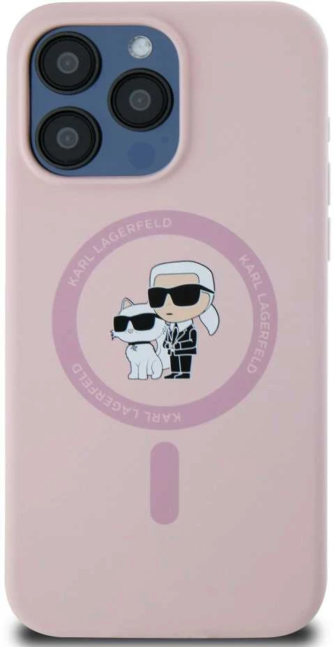 Karl Lagerfeld KLHMP15XSCMKCRHP Apple iPhone 15 Pro Max 6.7″ rožinės spalvos kietas dėklas Silicone Karl & Choupette