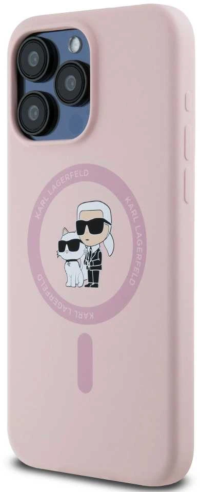Karl Lagerfeld KLHMP15XSCMKCRHP Apple iPhone 15 Pro Max 6.7″ rožinės spalvos kietas dėklas Silicone Karl & Choupette