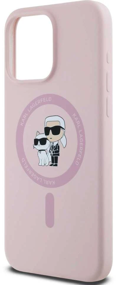 Karl Lagerfeld KLHMP15XSCMKCRHP Apple iPhone 15 Pro Max 6.7″ rožinės spalvos kietas dėklas Silicone Karl & Choupette