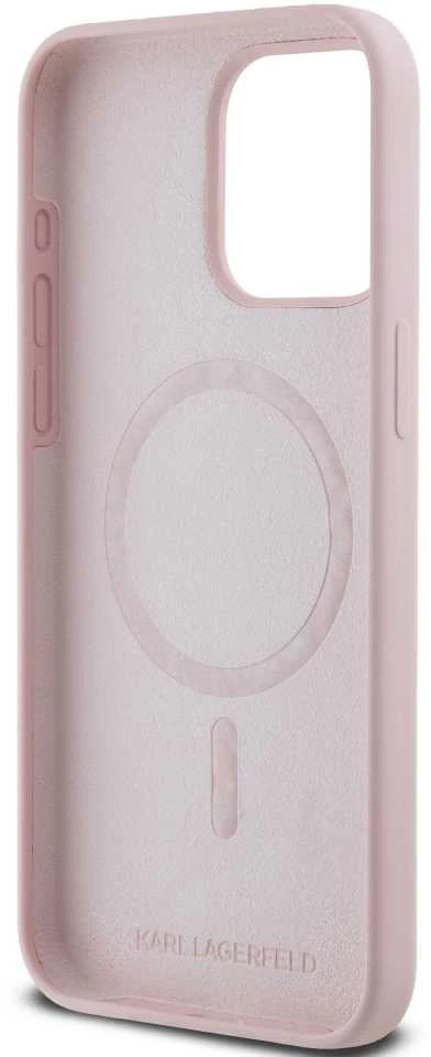 Karl Lagerfeld KLHMP15XSCMKCRHP Apple iPhone 15 Pro Max 6.7″ rožinės spalvos kietas dėklas Silicone Karl & Choupette
