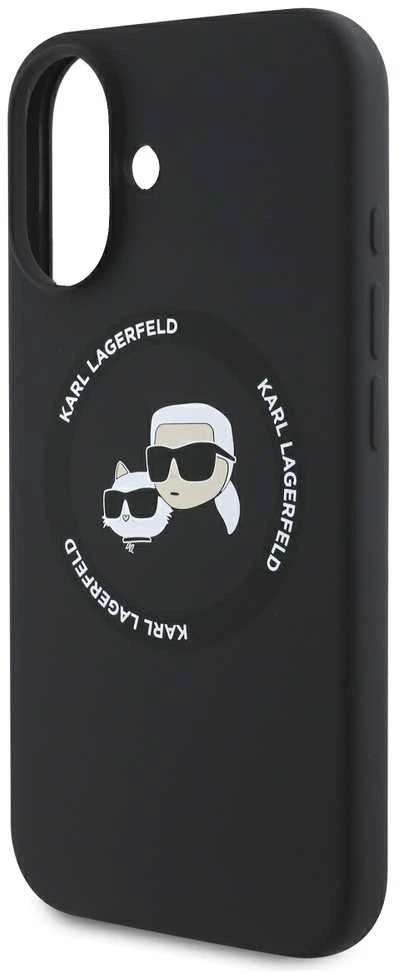 Karl Lagerfeld Liquid silikoninis K&CH Heads MagSafe Apple iPhone 16 dėklas telefonui juodos spalvos