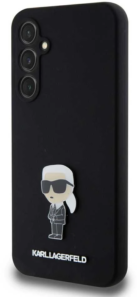 Dėklas Karl Lagerfeld KLHCS23FEMHKNPK S23 FE S711 Juodas/Juodas SILICONE IKONIK METAL PIN