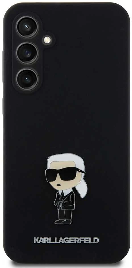 Dėklas Karl Lagerfeld KLHCS23FEMHKNPK S23 FE S711 Juodas/Juodas SILICONE IKONIK METAL PIN