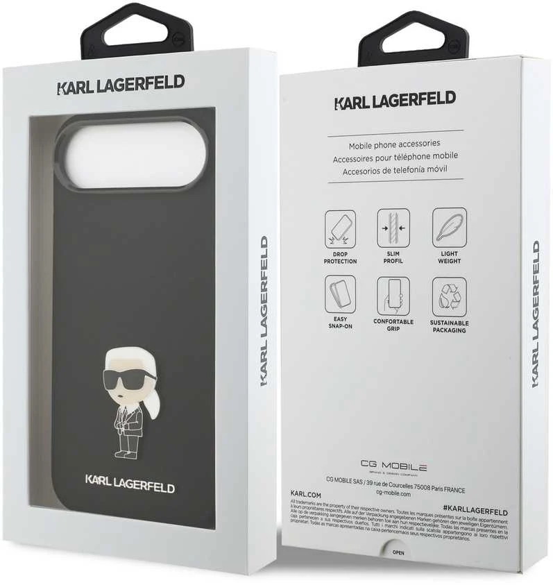 Karl Lagerfeld Liquid Silicone Metal Ikonik dėklas skirtas Apple iPhone Air juodos spalvos