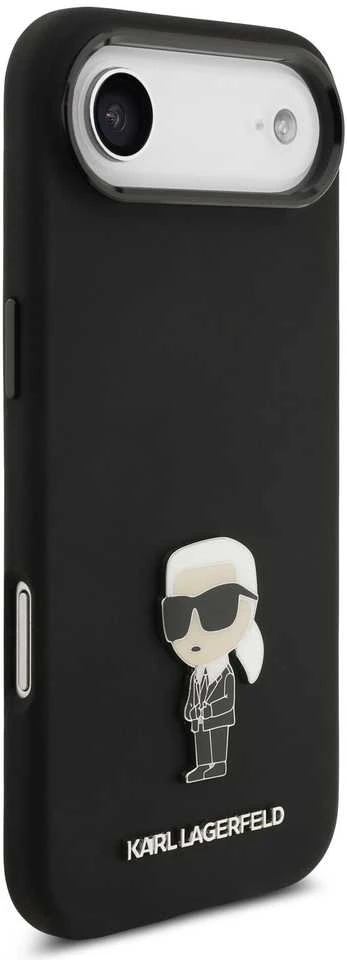 Karl Lagerfeld Liquid Silicone Metal Ikonik dėklas skirtas Apple iPhone Air juodos spalvos
