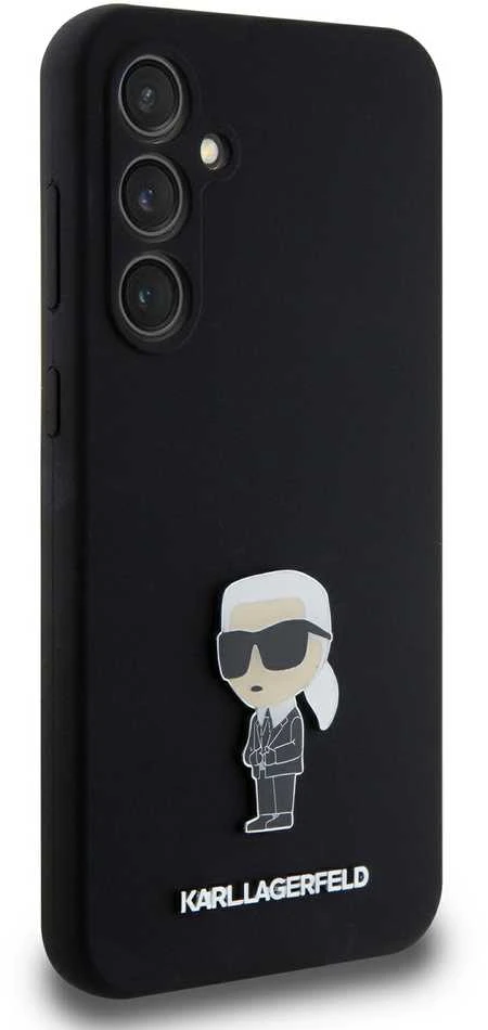 Dėklas Karl Lagerfeld KLHCS23FEMHKNPK S23 FE S711 Juodas/Juodas SILICONE IKONIK METAL PIN